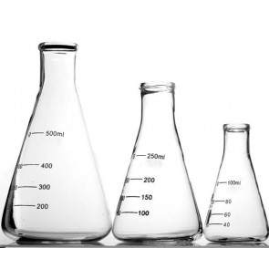 Erlenmeyer Flasks with rubber bung